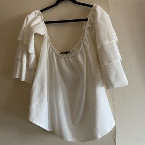 Super cute off-the-shoulder top with dramatic sleeves